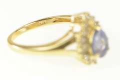 14K Yellow Gold Pear Tanzanite Diamond Halo Engagement Ring