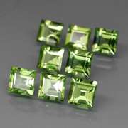 Princess cut unheated! 5.93ct Peridot set