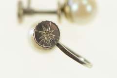 14K White Gold Pearl Retro 1960's Classic Screw Back Earrings