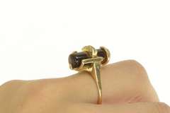 14K Yellow Gold 1960's Tiger's Eye Diamond Geometric Abstract Ring
