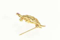 14K Yellow Gold Ruby Eyed Turtle Woven Tortoise Celtic Knot Pin/Brooch