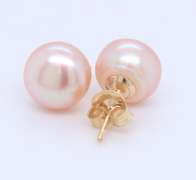 Simple 8mm Pink Fresh Water Pearl Stud Earrings