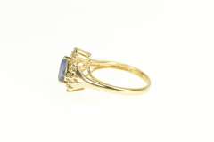 14K Yellow Gold Pear Tanzanite Diamond Halo Engagement Ring