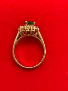 LADIES 18K YELLOW GOLD , DIAMOND AND EMERALD RING