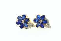 14kt Gold Plated Sterling Silver Blossoming Sapphire Earrings with Diamond Accents