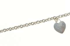 14K White Gold Cable Link Heart Charm Love Symbol Chain Bracelet