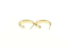 10K Yellow Gold Resin Studded Oval Statement Semi Hoop Earrings