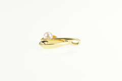 14K Yellow Gold Pearl Curved Drop Simple Statement Pendant