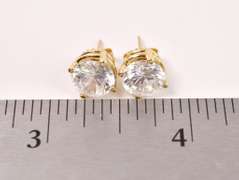 Amazing Large CZ Stud Earrings in 14K Yellow Gold