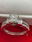 CERTIFIED 14K WHITE GOLD DIAMOND ENGAGEMENT RING.