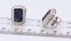 Incredible 18kt White Gold Sapphire and Diamond Invisible Set Earrings