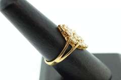 Striking 18kt Yellow Gold Marquise Shaped Cluster Diamond Ring