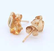 Lovely Yellow Gold Pear Citrine Stud Earrings