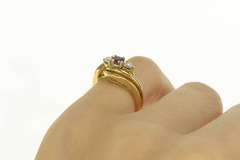 14K Yellow Gold Natural Ruby Diamond Bypass Engagement Ring