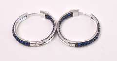 Large Blue Spinel In and Out Hoop Earrings