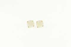14K Yellow Gold Vintage Classic Simple Round Opal Stud Earrings