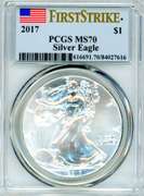 2017 BU US Silver Eagle in PCGS MS70 First Strike