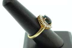 Enchanting Garden Green Opal Ring with Gold Plated Silver and Diamond Accents