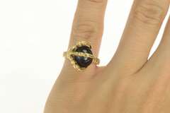 14K Yellow Gold 1940's Black Cat's Eye Dragon Eagle Claw Ring