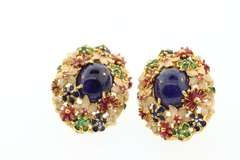14kt Gold Plated Sterling Silver & Tanzanite Earrings
