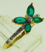 10KT Yellow Gold Emerald Butterfly Ring