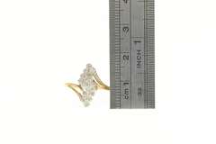 14K Yellow Gold Diamond Cluster Zig Zag Bypass Statement Ring