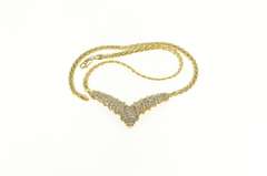 10K Yellow Gold 2.50 Ctw Chevron Diamond Cluster Statement Necklace