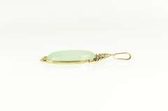 14K Yellow Gold Oval Jade Ornate Scroll Design Statement Pendant