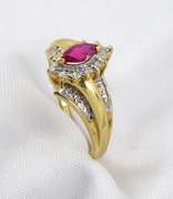 Bright Red Marquise Ruby Ring