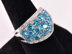 Beautiful Blue Crystal Ring in Sterling Silver