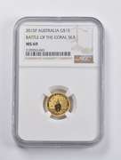 MS69 2015-P Australia $15 Battle Of The Coral Sea 1/10 Oz Gold NGC