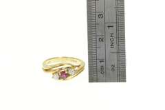 14K Yellow Gold Natural Ruby Diamond Bypass Engagement Ring