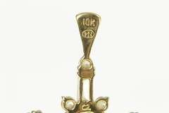 10K Yellow Gold Cubic Zirconia Baguette Cross Faith Symbol Pendant