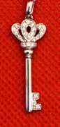 14K WHITE GOLD DIAMOND KEY CHARM FOR NECKLACES AND BRACELETS