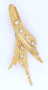 Handsome 18kt Yellow Gold Diamond Textured Brooch