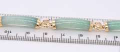 Handsome Yellow Gold Green Jade Link Bracelet