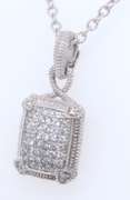 Judith Ripka White Sapphire Pave Square Pendant on Chain