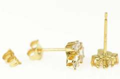 14K Yellow Gold Marquise CZ Flower Cluster Stud Earrings