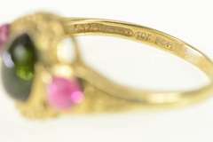 10K Yellow Gold Watermelon Tourmaline Cabochon Statement Ring