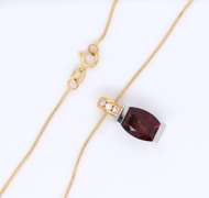 Charming Yellow Gold Garnet and Diamond Necklace with Matching Earrings