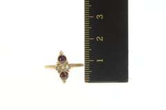 10K Yellow Gold Victorian Garnet Seed Pearl Ornate Statement Ring