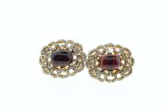 14kt Gold Plated Sterling Silver Intricate Diamond Studded Tanzanite Earrings