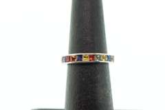 Vivid 18kt White Gold Multi-Colored Saphire Band