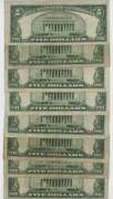 8 Series of 1934 $5 Blue Seal Silver Certificates. Circs