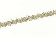 10K Yellow Gold 0.75 Ctw Diamond Classic Wavy Link Tennis Bracelet