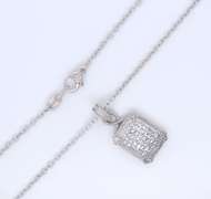 Judith Ripka White Sapphire Pave Square Pendant on Chain