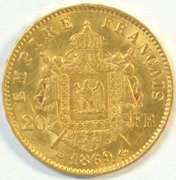 Lovely BU 1869-BB France Napoleon III 20 Francs Gold Piece