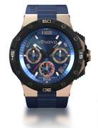 DeNovo Swiss Made men’s watch, 100m Water resistance, Rubber strap with extra leather strap