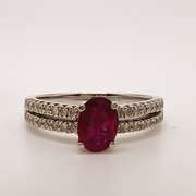 18kt Solid White Gold, Ruby, & Diamond Ring