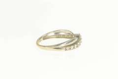 14K White Gold 0.42 Ctw Diamond Curved Layered Look Wedding Ring